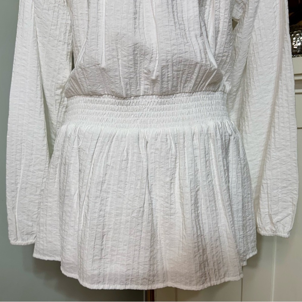 Lane Bryant Textured Shirred-Waist Peplum Top White Plus Size 24 NWT - Picture 10 of 12